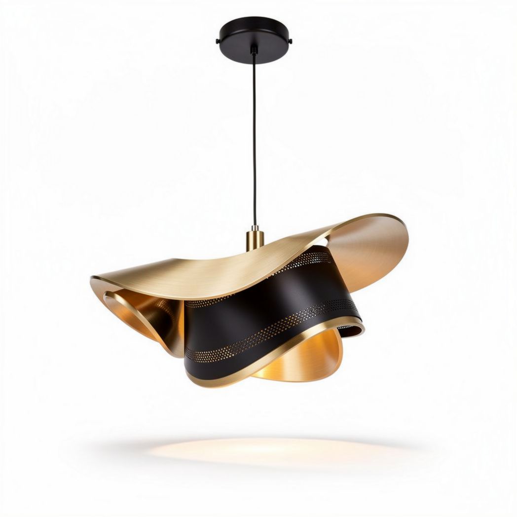 Lampa wisząca z metalu w kolorze czarnym i złotym o wymiarach 30 x 50 x 20cm