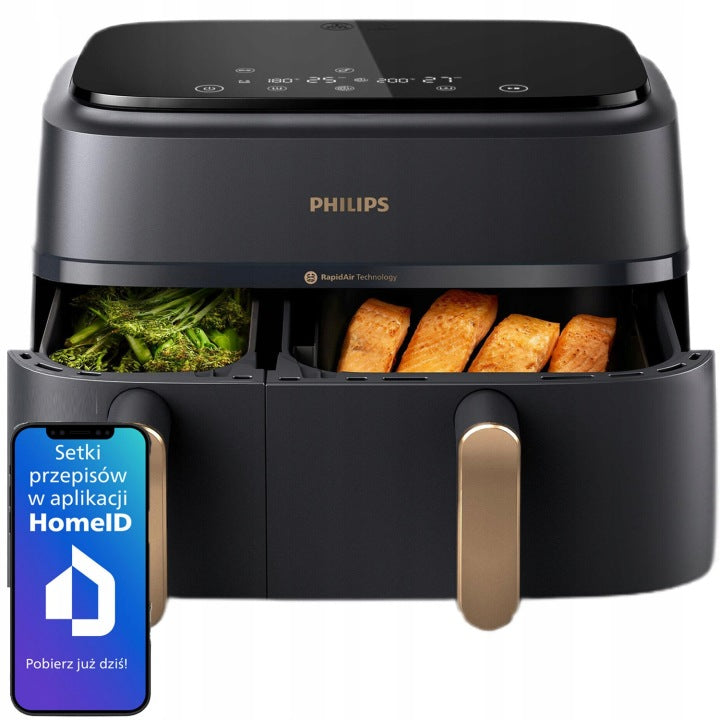 Philips Dwukomorowa frytkownica beztłuszczowa airfryer Philips Ovi 9L 2750W NA352(Dwukomorowa frytkownica beztłuszczowa airfryer Philips Ovi 9L 2750W NA352)